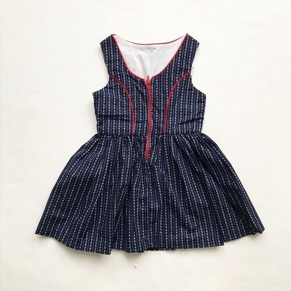 Vintage Navy blue floral stripe dress EUC fits like 2/3T - Picture 5 of 7